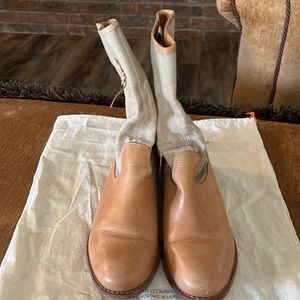 AGL Boots with leather sole and a canvas top!
